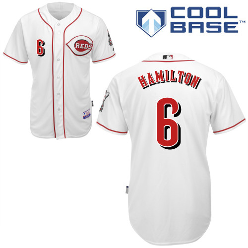 Billy Hamilton #6 MLB Jersey-Cincinnati Reds Men's Authentic Home White Cool Base Baseball Jersey